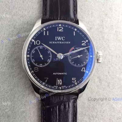 Swiss Copy IWC Schaffhausen 7 Days SS Black Leather watch